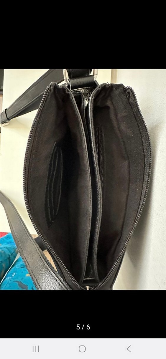 Siyah Erkek Omuz Çantası Tokalı Aka deri - Görsel 5