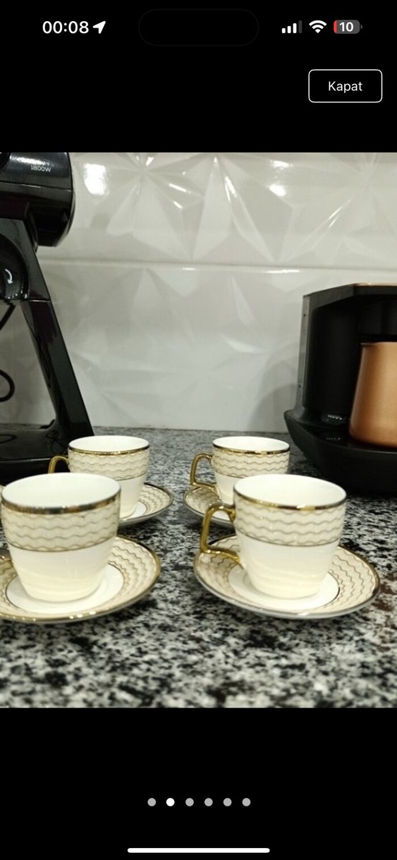 Altın Detaylı Beyaz Fincan Seti - Görsel 3