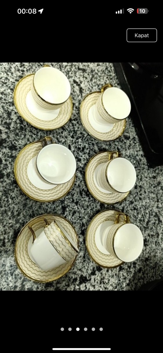 Altın Detaylı Beyaz Fincan Seti - Görsel 2