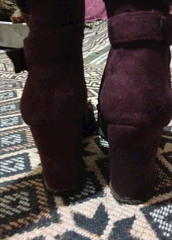 Bordo Süet Tokalı Kadın Bot - Görsel 3