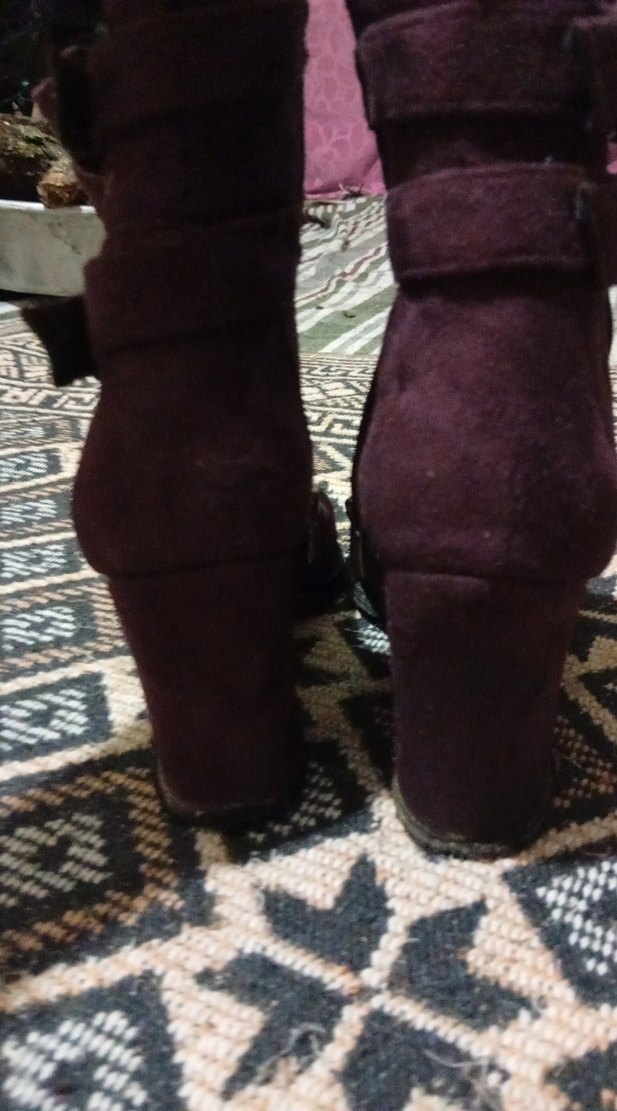 Bordo Süet Tokalı Kadın Bot - Görsel 3