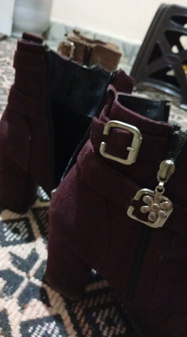 Bordo Süet Tokalı Kadın Bot - Görsel 2