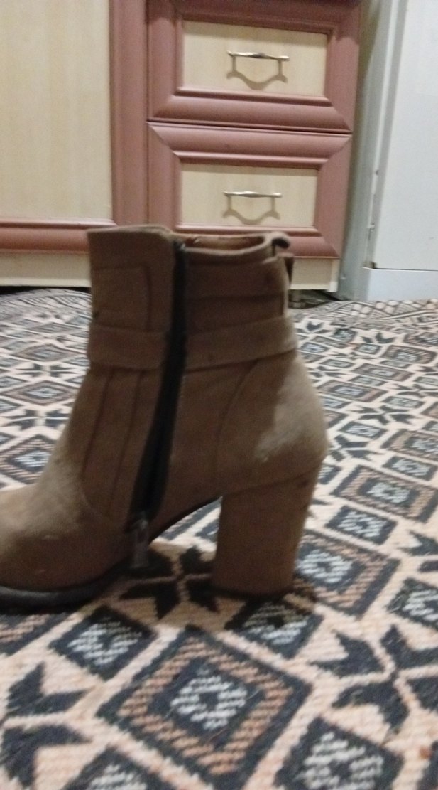 Kahverengi Süet Tokalı Kadın Bot bir kez giyildi - Görsel 3