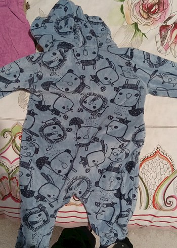 Fermuarlı Gri Bebek Erkek Tulumu - Görsel 2