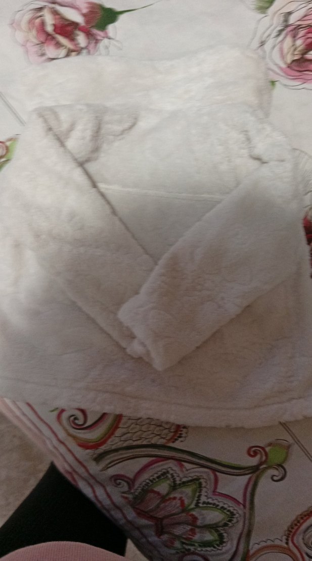 Beyaz Kız Çocuk Polar Bornoz - Görsel 4