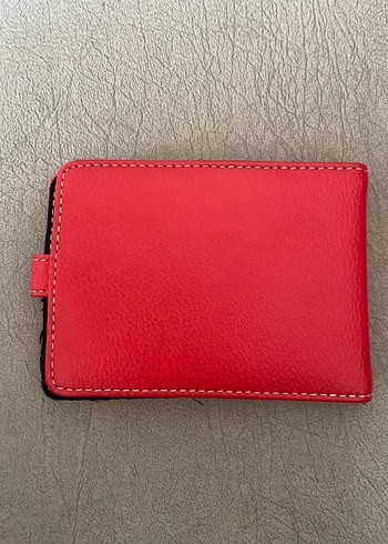 Kırmızı Deri Kadın Cüzdanı Velcro Kapamalı aynalı kartlık - Görsel 3