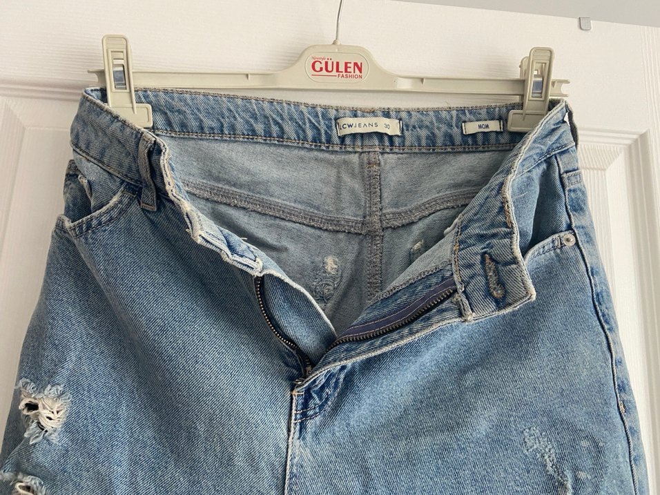 Kadın Yırtık Bol Kot Pantolon - Görsel 2