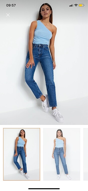 Trendyol Milla Mavi Yüksek Bel Mom Jean