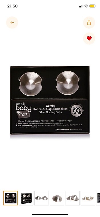  Baby Mom 999 Ayar Gümüş Göğüs Kapakları