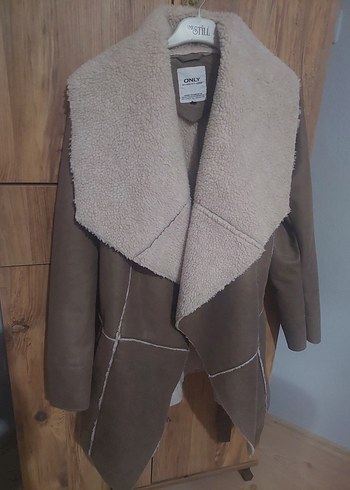 Süet Detaylı Tüylü Midi Kadın Ceket - Görsel 3