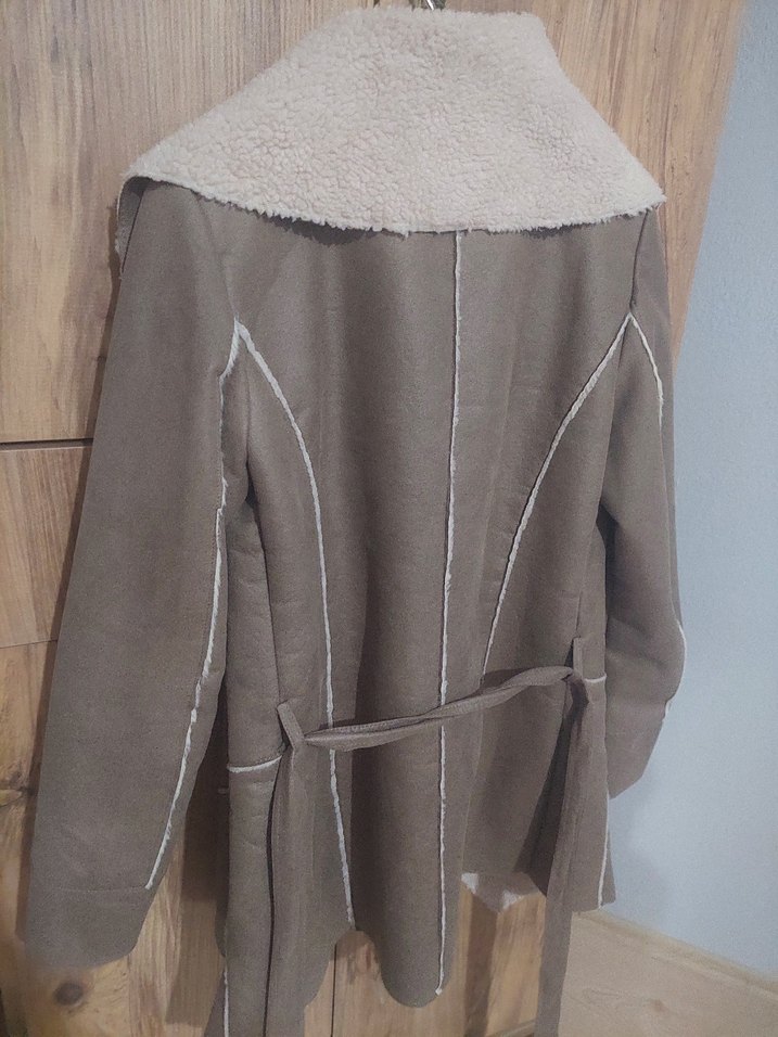 Süet Detaylı Tüylü Midi Kadın Ceket - Görsel 2