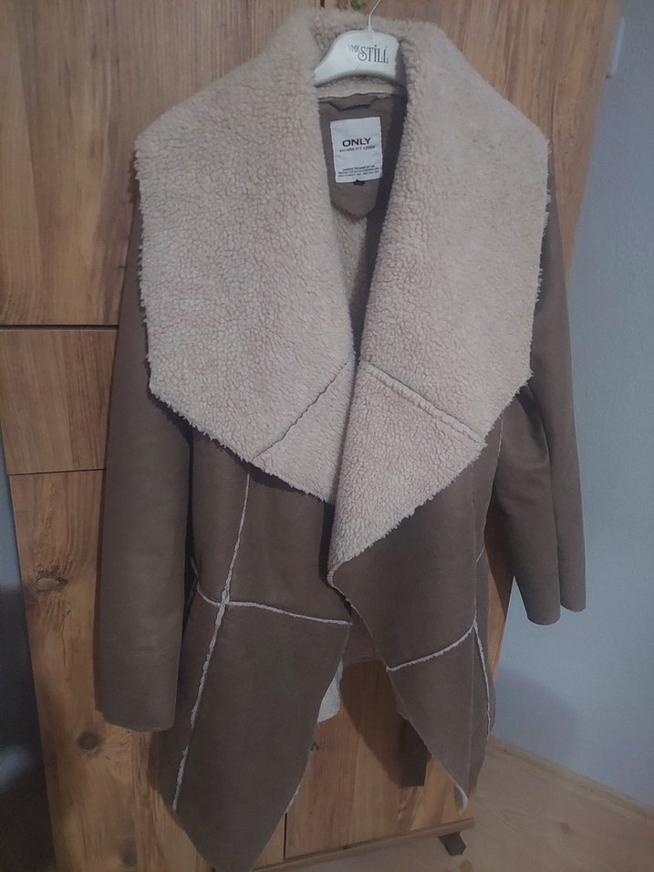 Süet Detaylı Tüylü Midi Kadın Ceket - Görsel 3