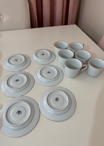 Beyaz ve Altın Kenarlı 6'lı Kahve Fincanı Takımı - Görsel 7