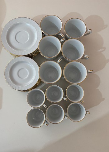 Beyaz ve Altın Kenarlı 6'lı Kahve Fincanı Takımı - Görsel 5