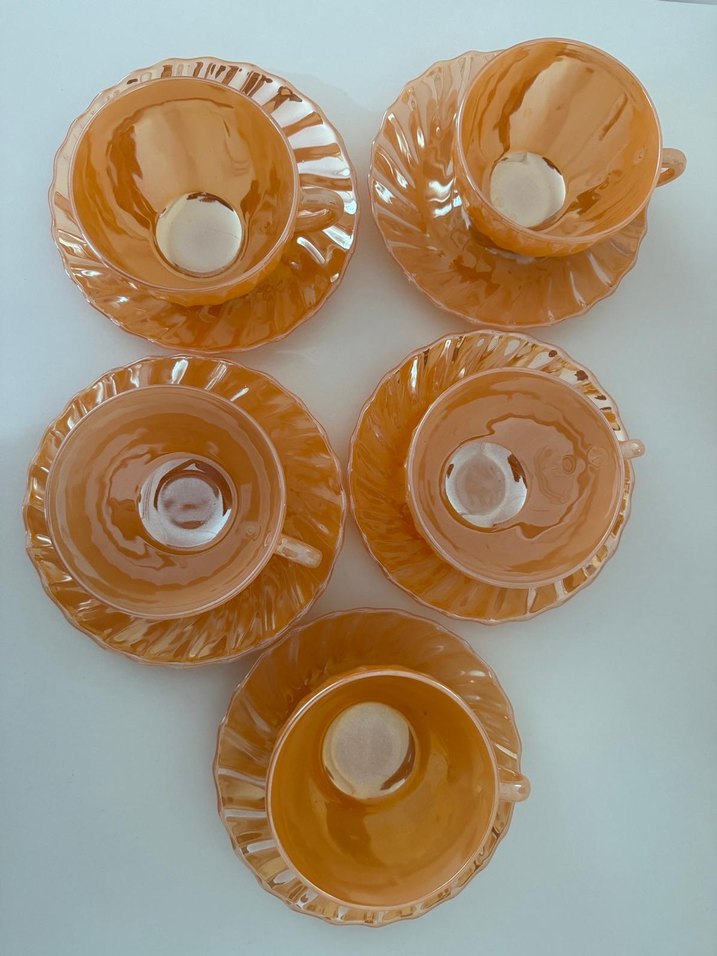 Parlak Bej Cam Fincan ve Tabak Seti - Görsel 2