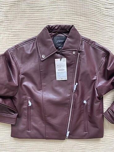 m Beden Zara marka orjinal yeni sezon suni deri crop bıker ceket