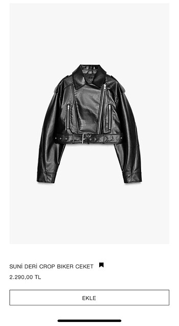 Zara marka orjinal yeni sezon suni deri crop bıker ceket