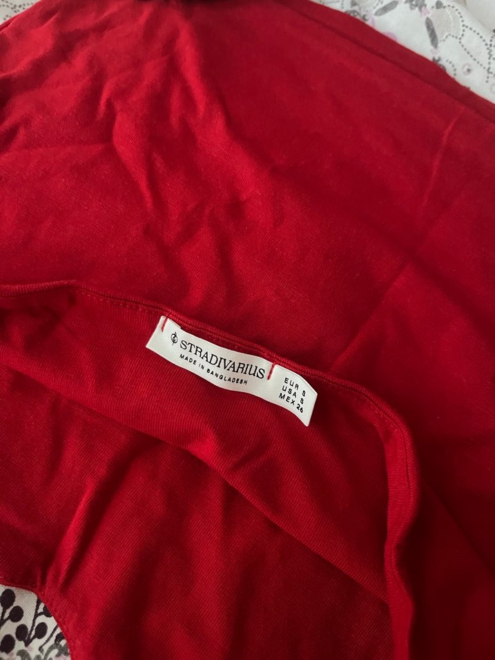 Kırmızı Askısız Kadın crop - Görsel 3