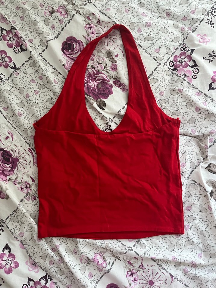 Kırmızı Askısız Kadın crop - Görsel 2