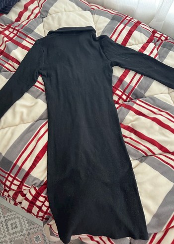 Kadın Siyah Uzun Fermuarlı Elbise - Görsel 2