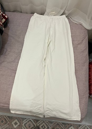 Beyaz Kadın Keten Salaş Pantolon - Görsel 4