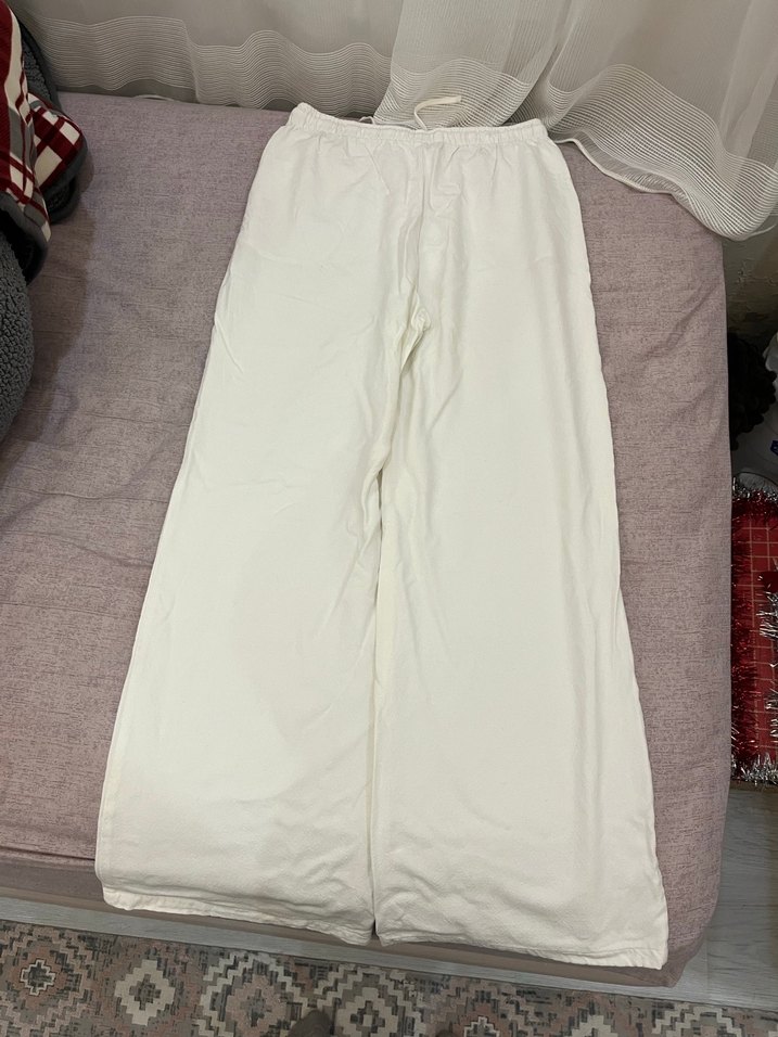 Beyaz Kadın Keten Salaş Pantolon - Görsel 4