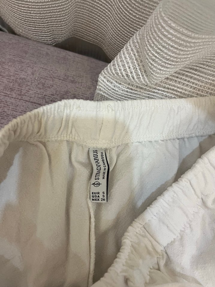 Beyaz Kadın Keten Salaş Pantolon - Görsel 3