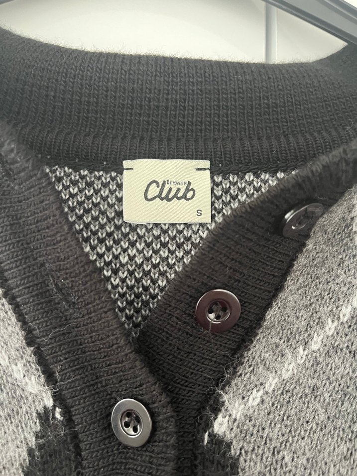 Gri Ekose V Yaka Örgü Kadın Kazak - Görsel 2