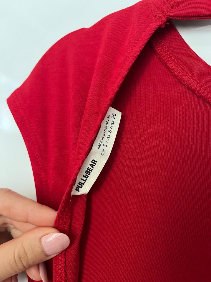 Kırmızı Drapeli Uzun Kadın Elbise - Görsel 4