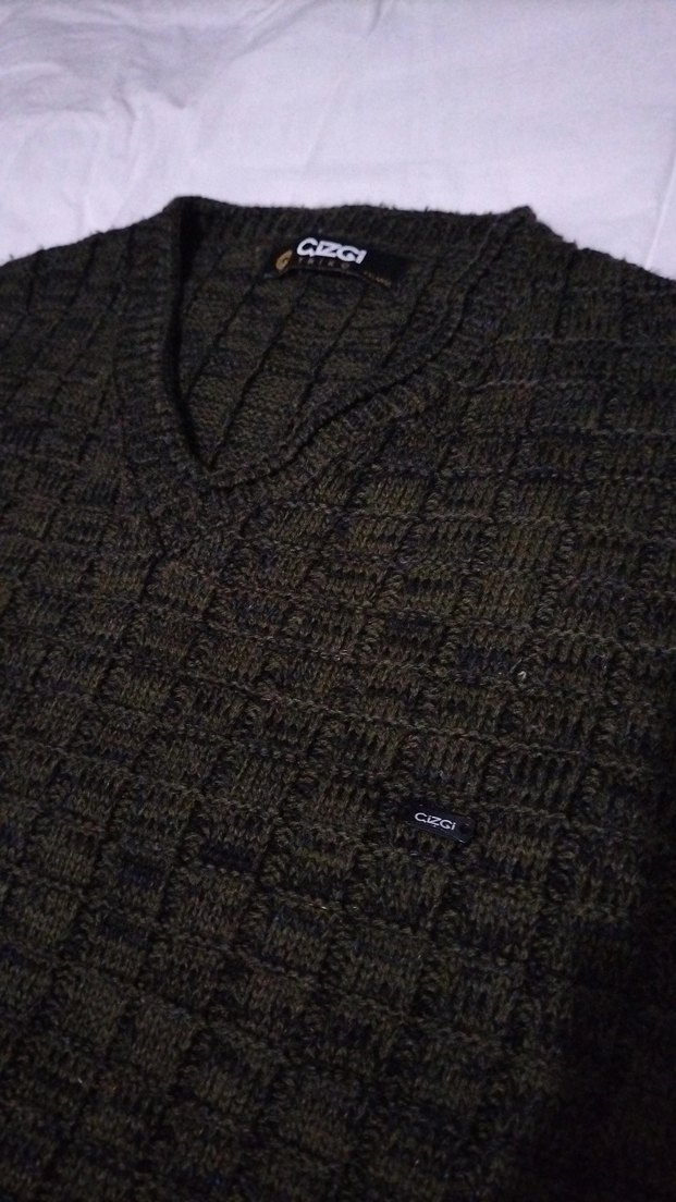 Kadın Gri Triko Bisiklet Yaka Kazak - Görsel 2