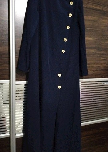 Düğmeli Lacivert Kadın Uzun Kaban - Görsel 3