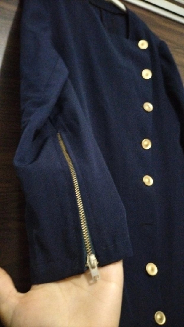 Düğmeli Lacivert Kadın Uzun Kaban - Görsel 2