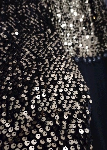 Siyah Payetli Uzun Kollu Abiye Elbise - Görsel 3