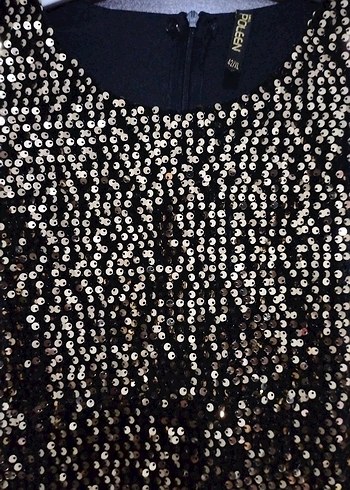 Siyah Payetli Uzun Kollu Abiye Elbise - Görsel 4