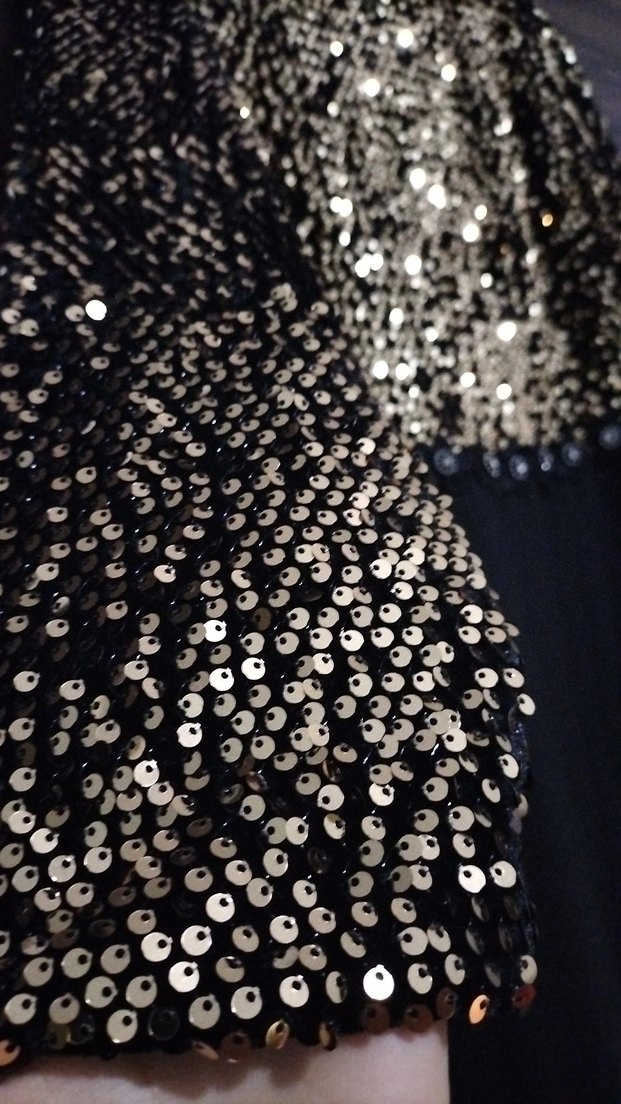 Siyah Payetli Uzun Kollu Abiye Elbise - Görsel 3