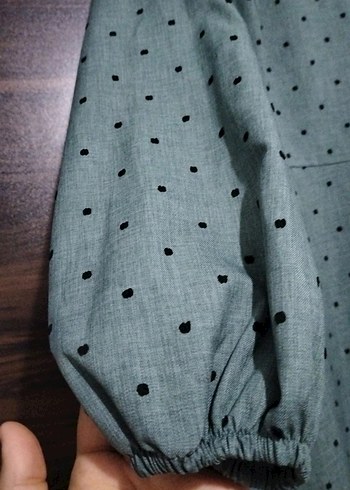 Gri Puantiyeli Uzun Bohem Elbise - Görsel 2