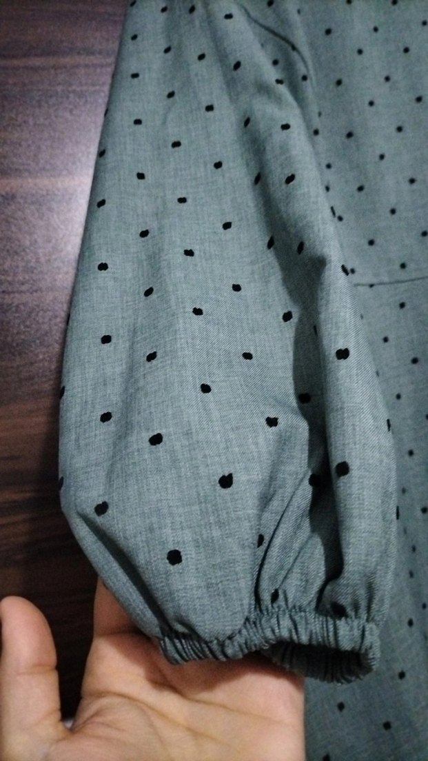 Gri Puantiyeli Uzun Bohem Elbise - Görsel 2