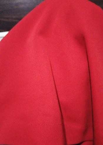 Kırmızı Uzun Drapeli Kadın Abiye Elbise - Görsel 2