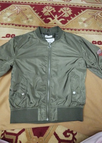 Kadın Haki Bomber Ceket Fermuarlı