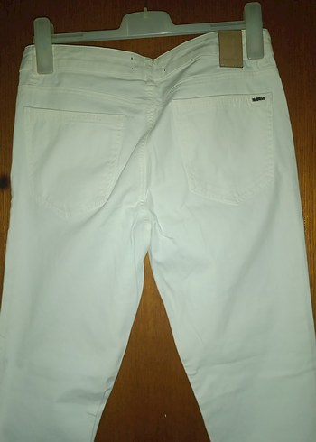 Beyaz Kadın Midi Kumaş Pantolon - Görsel 3