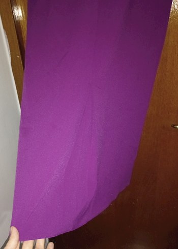 Parlak Mor Fermuarlı Uzun Kadın Etek - Görsel 3