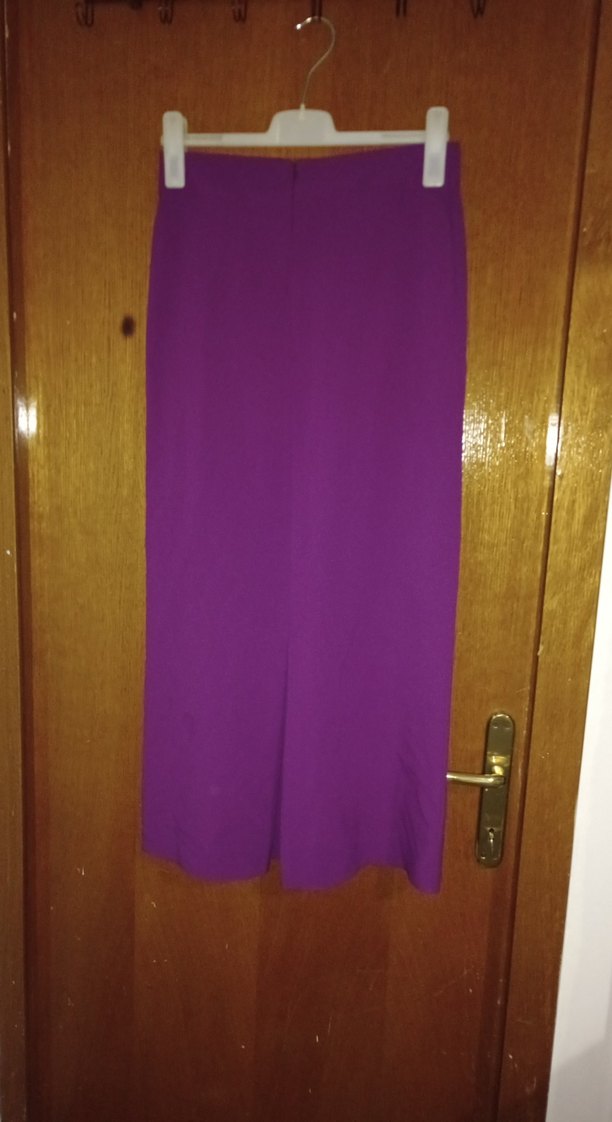 Parlak Mor Fermuarlı Uzun Kadın Etek - Görsel 2