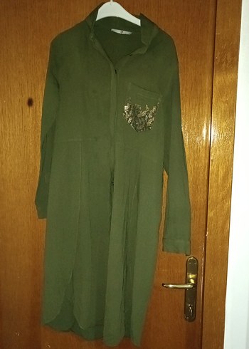 Yeşil Nakışlı Uzun Kollu Kadın Tunik - Görsel 2