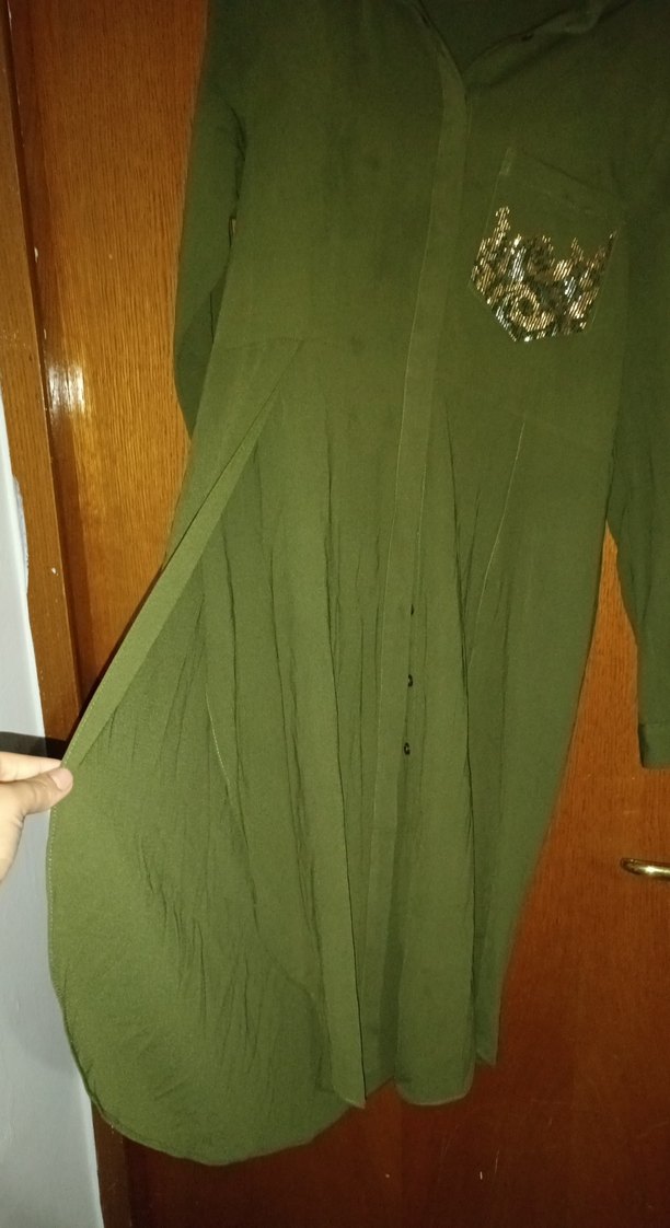 Yeşil Nakışlı Uzun Kollu Kadın Tunik - Görsel 3