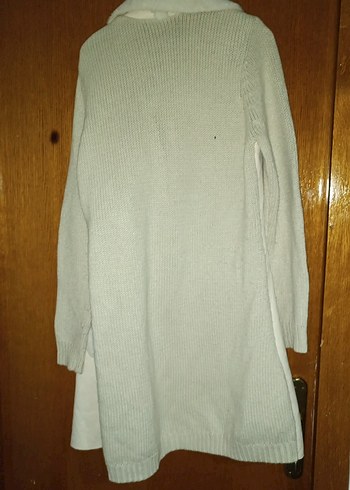 Düğmeli Beyaz Midi Süet Anne Montu - Görsel 3