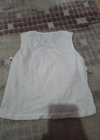 Pul İşlemeli Beyaz Kolsuz - Görsel 3