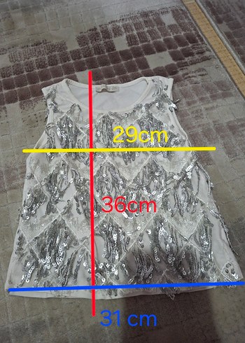 Pul İşlemeli Beyaz Kolsuz - Görsel 4