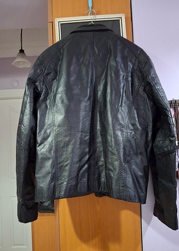 Siyah Deri  biker HATEMOĞLU erkek Ceket - Görsel 6