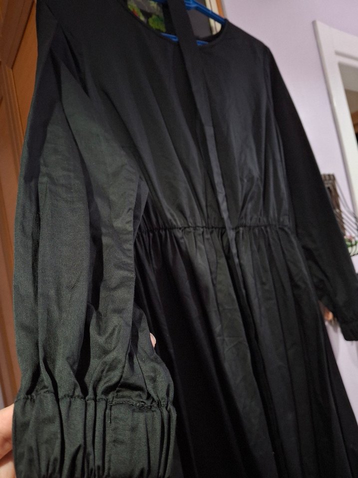 Uzun Siyah Gotik Kadın Elbise - Görsel 5