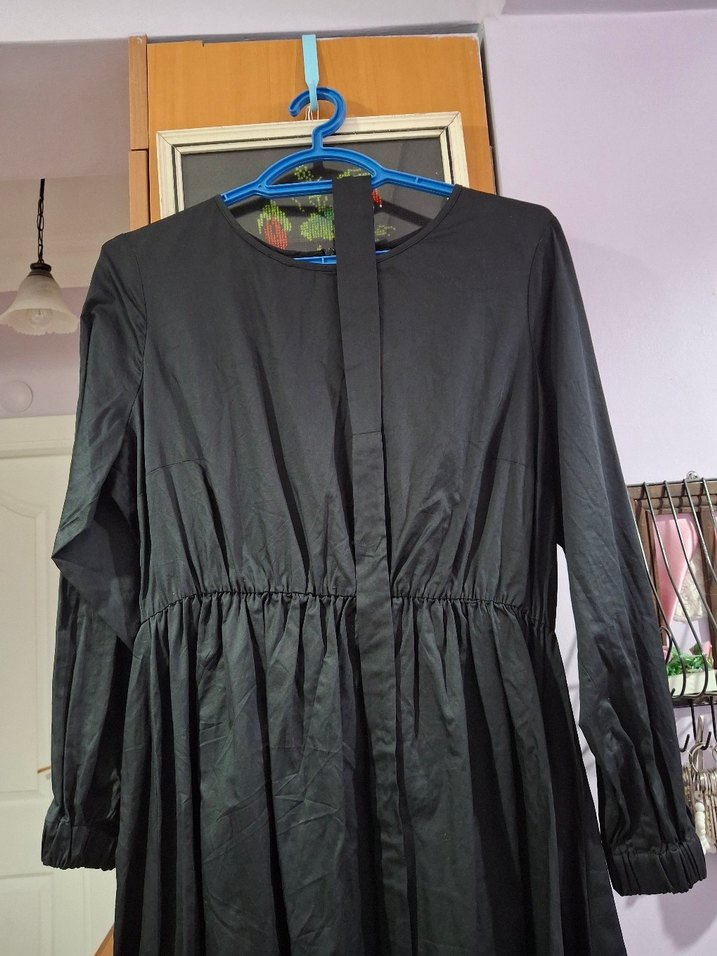 Uzun Siyah Gotik Kadın Elbise - Görsel 3